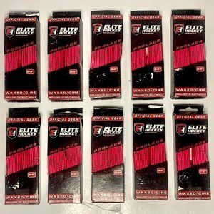 Elite Hockey Waxed Molded Tip Pink Skate Laces- Lot of 9 Pairs